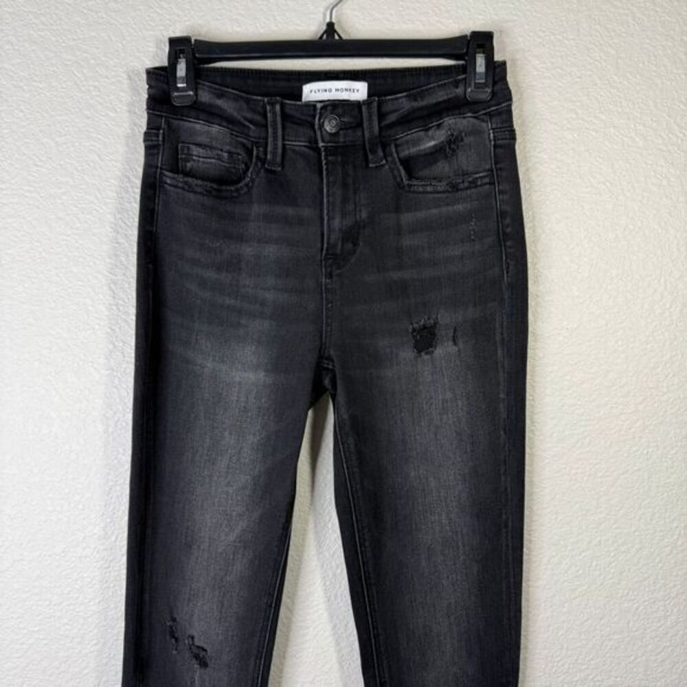 Flying Monkey Black Distressed Split Hem Skinny J… - image 2
